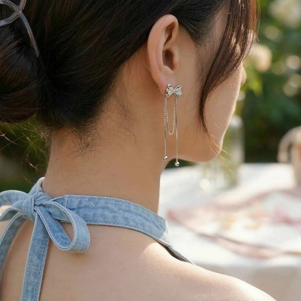 Ribbon Dangling Earrings