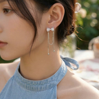 Ribbon Dangling Earrings