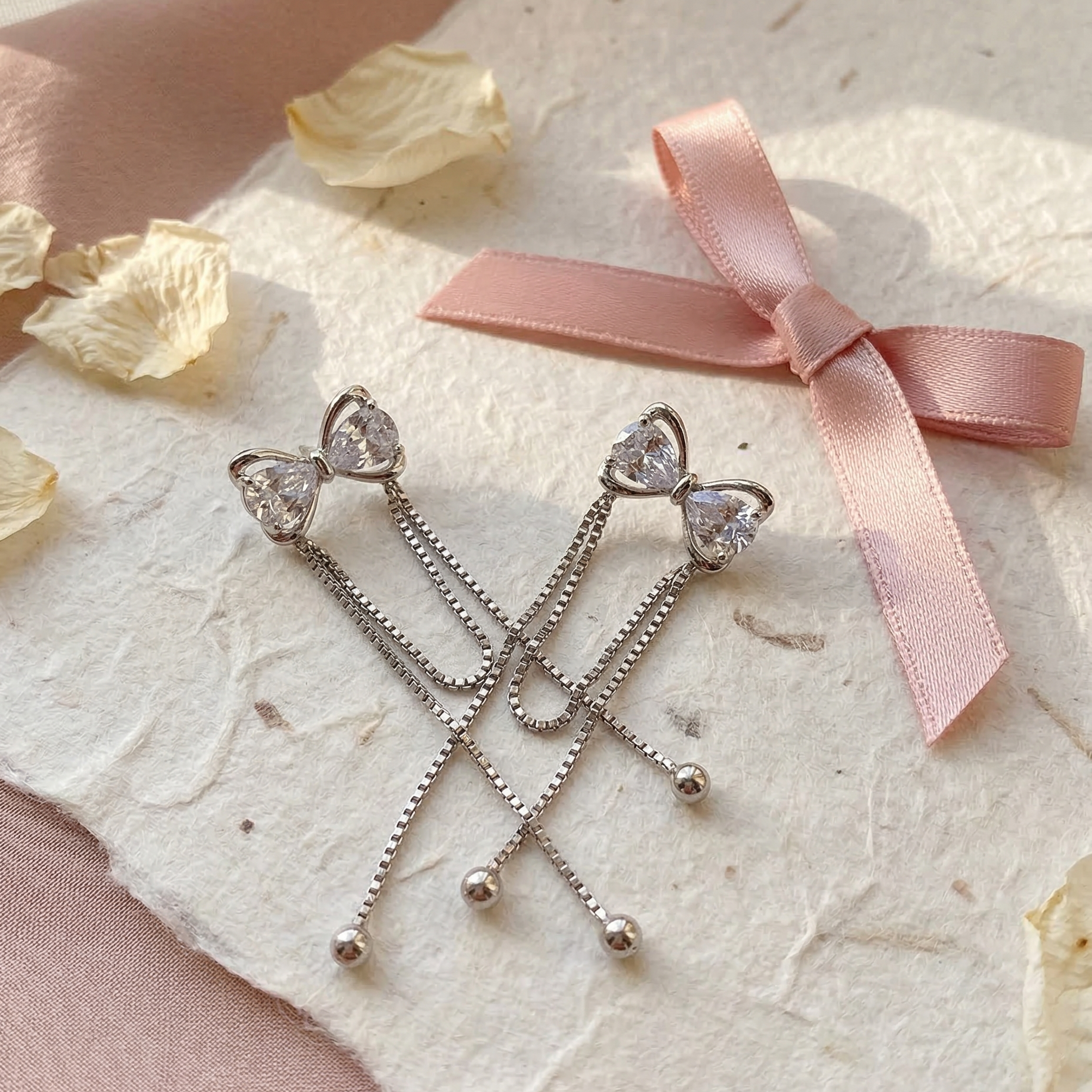 Ribbon Dangling Earrings